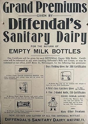 An Early Recycling Poster for Diffendal's Sanitary Dairy of McKeesport, PA