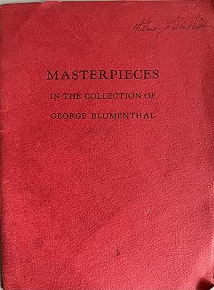 Seller image for Masterpieces in the Collection of George Blumenthal: A Special Exhibition for sale by 32.1  Rare Books + Ephemera, IOBA, ESA