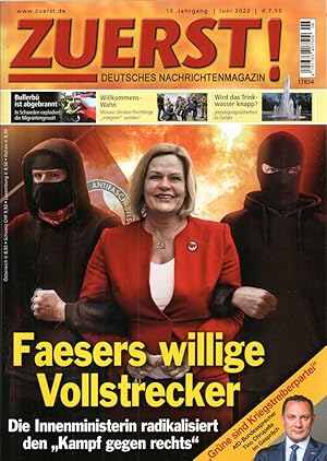 Bild des Verkufers fr Zuerst! Deutsches Nachrichtenmagazin. 13. Jhg., Juni 2022 zum Verkauf von Antiquariat Jterbook, Inh. H. Schulze