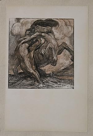 "Gerald MOIRA : A Man struggling with a Centaur" Lithographie originale entoilée de Gerald MOIRA ...
