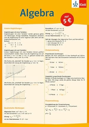 Bild des Verkufers fr Mathematik auf einen Blick Algebra zum Verkauf von Smartbuy