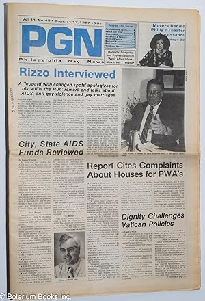 Seller image for PGN: Philadelphia Gay News; vol. 11, #45, Sept. 11-17, 1987: Rizzo Interviewed for sale by Bolerium Books Inc.