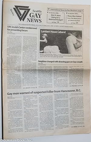 Immagine del venditore per Seattle Gay News: your lesbian & gay weekly; vol. 23, #22, June 2, 1995; Neighbor Charged With Drawing Gun on Gay Couple venduto da Bolerium Books Inc.