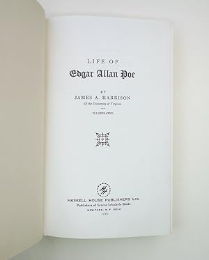 Bild des Verkufers fr Life of Edgar Allan Poe zum Verkauf von Kuenzig Books ( ABAA / ILAB )