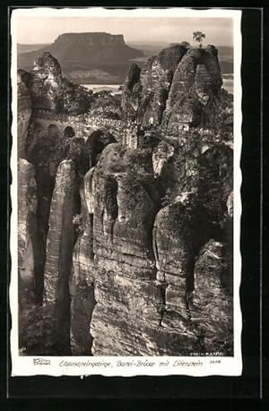 Foto-Ansichtskarte Walter Hahn, Dresden, Nr. 3208: Bastei-Brücke mit Lilienstein