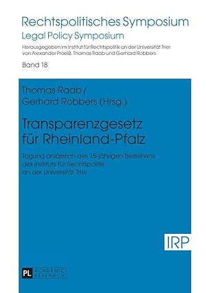 Bild des Verkufers fr Transparenzgesetz fr Rheinland-Pfalz zum Verkauf von moluna