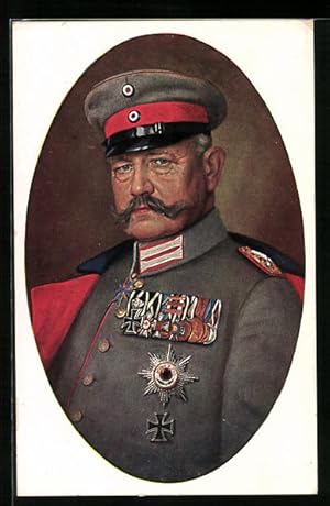 Ansichtskarte Generalfeldmarschall Paul von Hindenburg in Uniform mit Schirmmütze