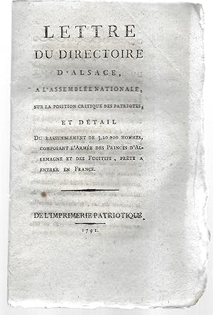 Lettre du Directoire d'Alsace, à l'Assemblée Nationale