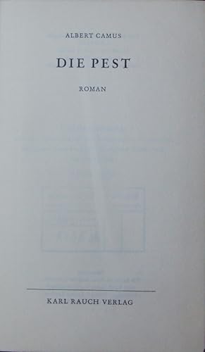 Bild des Verkäufers für Die Pest. Roman. zum Verkauf von Antiquariat Bookfarm