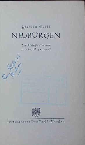 Bild des Verkufers fr Neubrgen. Ein Kleinstadtroman aus der Gegenwart. zum Verkauf von Antiquariat Bookfarm