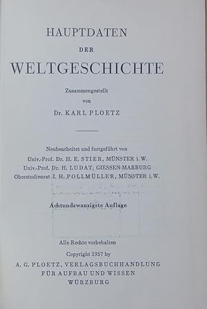 Image du vendeur pour Hauptdaten der Weltgeschichte. mis en vente par Antiquariat Bookfarm