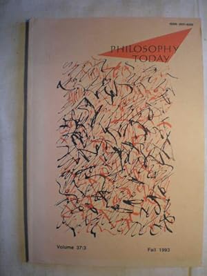 Bild des Verkufers fr Philosophy Today Volume 37: Number 3 / Fall 1993 zum Verkauf von Librera Antonio Azorn