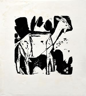 Ziege. [1967]. [Signierter Original-Holzschnitt/signed original woodcut].