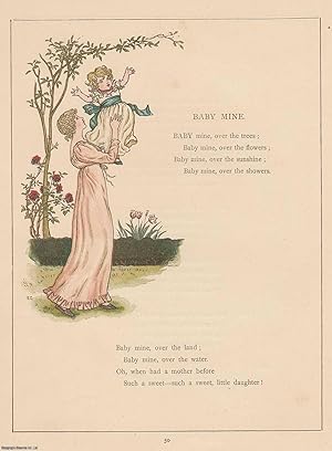 Seller image for Marigold Garden. Baby Mine, with rhyme. An original Kate Greenaway colour print, c.1885 from the work Marigold Garden, printed in colours by the expert printer Edmund Evans. for sale by Cosmo Books