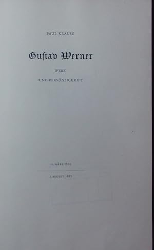 Seller image for Gustav Werner. Werk und Persnlichkeit. for sale by Antiquariat Bookfarm