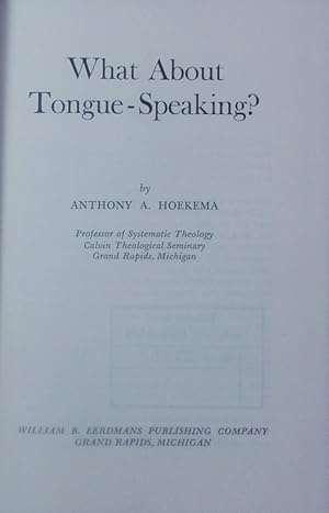 Bild des Verkufers fr What about tongue-speaking? zum Verkauf von Antiquariat Bookfarm