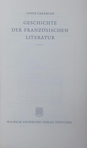 Imagen del vendedor de Geschichte der franzsischen Literatur. a la venta por Antiquariat Bookfarm