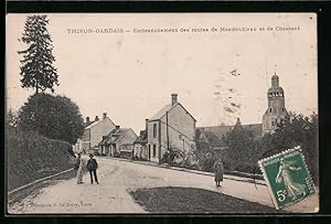 Carte postale Thiron-Gradais, Embranchement des routes de Mondoubleau et de Chassant