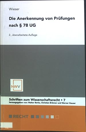 Immagine del venditore per Die Anerkennung von Prfungen nach  78 UG. Schriften zum Wissenschaftsrecht; Bd. 7. venduto da books4less (Versandantiquariat Petra Gros GmbH & Co. KG)