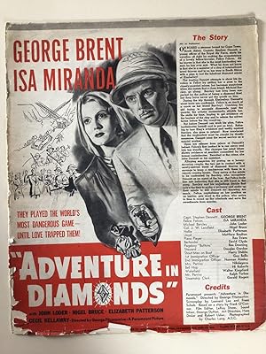 Imagen del vendedor de Adventure in Diamonds Pressbook 1940 George Brent, Isa Miranda, John Loder a la venta por AcornBooksNH