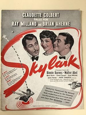 Immagine del venditore per Skylark Pressbook 1941 Claudette Colbert, Ray Milland, Brian Aherne venduto da AcornBooksNH