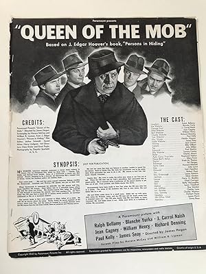 Bild des Verkufers fr Queen of the Mob Pressbook 1940 Ralph Bellamy, Blanche Yurka, J. Carrol Nash zum Verkauf von AcornBooksNH