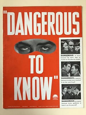 Bild des Verkufers fr Dangerous to Know Pressbook 1938 Gail Patrick, Akim Tamiroff, Anthony Quinn zum Verkauf von AcornBooksNH