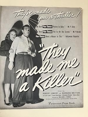 Bild des Verkufers fr They Made Me a Killer Pressbook 1946 Robert Lowery, Barbara Britton, Lola Lane zum Verkauf von AcornBooksNH