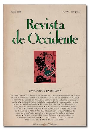 Bild des Verkäufers für REVISTA DE OCCIDENTE. N.º 97. Junio 1989. Cataluña y Barcelona. zum Verkauf von Librería Berceo (Libros Antiguos)