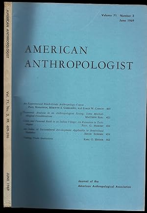 Imagen del vendedor de Economic Analysis in an Anthropological Setting: Some Methodological Considerations in American Anthropologist Volume 71 Number 3 a la venta por The Book Collector, Inc. ABAA, ILAB