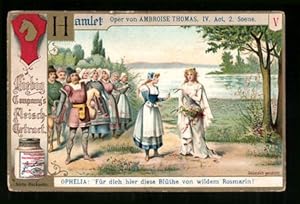 Imagen del vendedor de Sammelbild Liebig, Hamlet, Oper von Ambroise Thomas, Ophelia, Blte von wildem Rosmarin a la venta por Bartko-Reher