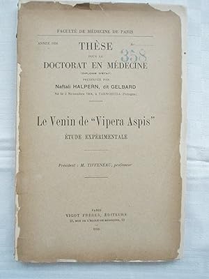 Le Venin de "Vipera Aspis". Etude Experimentale.