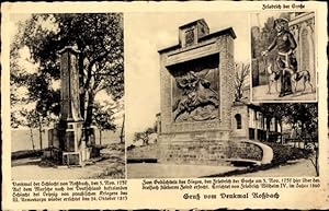 Ansichtskarte / Postkarte Roßbach Braunsbedra im Saalekreis, Friedrich der Große, Denkmal, Schlac...
