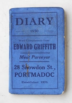 Diary 1930 Edward Griffith, meat purveyor, Snowdon St., Porthmadoc