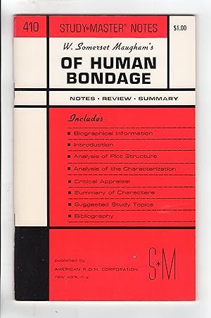 Bild des Verkäufers für W. Somerset Maugham's OF HUMAN BONDAGE: A Critical Commentary zum Verkauf von BOOKFELLOWS Fine Books, ABAA
