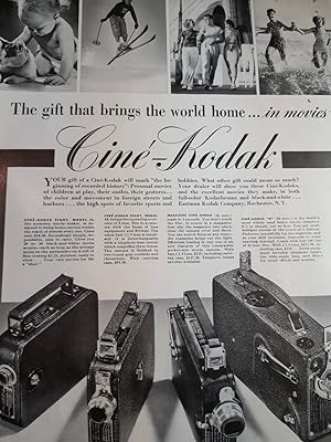 Imagen del vendedor de Advertisement for Cine Kodak "The Gift That Brngs the World Home . in Moies" a la venta por Hammonds Antiques & Books