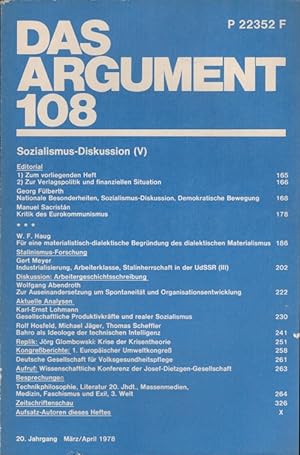 Seller image for Das ARGUMENT 108 - Sozialismus-Diskussion (V) Zeitschrift für Philosophie und Sozialwissenschaften 20. Jahrgang März/April 1978 for sale by Versandantiquariat Nussbaum