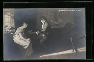 Ansichtskarte Ludwig van Beethoven und die Blinde
