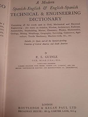 Seller image for A Modern Spanish-English and English-Spanish Technical and Engineering Dictionary for sale by Libros Nakens