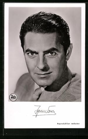 Bild des Verkufers fr Ansichtskarte Schauspieler Tyrone Powers aus den Filmen Die schwarze Rose und Zwei in einer Falle zum Verkauf von Bartko-Reher