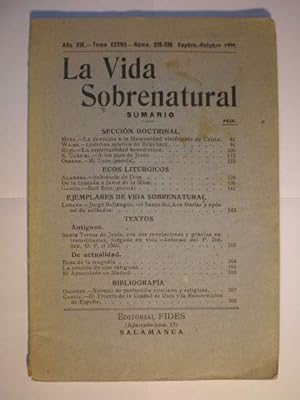Imagen del vendedor de La Vida Sobrenatural Nums. 225-226 - Septiembre Octubre 1939 a la venta por Librera Antonio Azorn