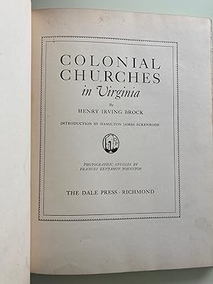 Seller image for Colonial Churches in Virginia (Signed First Edition) for sale by M.S.  Books