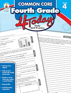 Seller image for Common Core Fourth Grade 4 Today (Common Core 4 Today) for sale by Reliant Bookstore