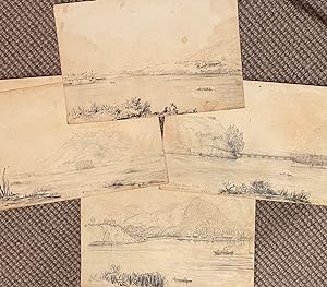 Collection of pencil drawings from 1865 of New Zealand scenes