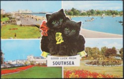 Southsea Postcard Lucky Black Cat Series The Dell Canoe Lake