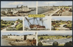 Southsea Multiview Sallyport Valentine's Colocoulor 4049 V Style Postcard