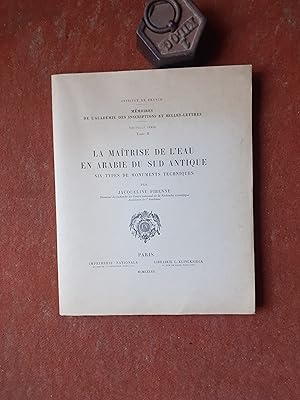 Imagen del vendedor de La maitrise de l'eau en Arabie du Sud antique. Six types de monuments techniques a la venta por Librairie de la Garenne