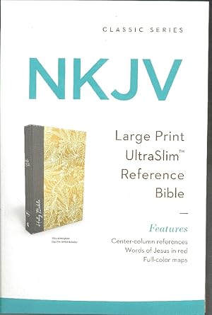 Immagine del venditore per NKJV, UltraSlim Reference Bible, Large Print, Cloth over Board, Yellow/Gray, Thumb Indexed, Red Letter Edition: Holy Bible, New King James Version (Classic Series) venduto da Solomon's Mine Books