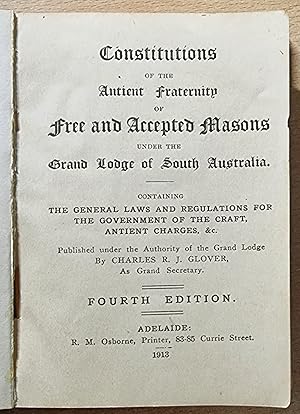 Image du vendeur pour Constitutions of the antient fraternity of free and accepted masons under the Grand lodge of South Australia. mis en vente par CHILTON BOOKS