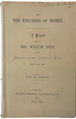 Pamphlet "On the Education of Women" Proposing a National Movement, London 1871